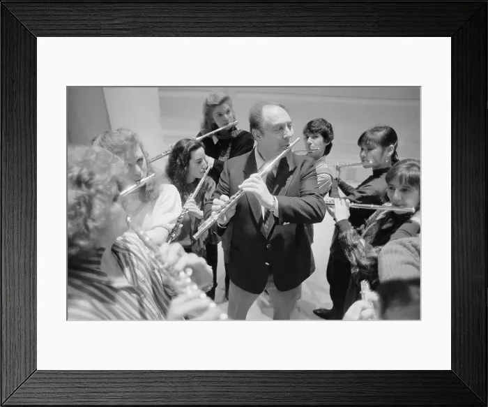 Framed Print : Jean-Pierre Rampal Rehearsing with Flute Students Framed Print : Jean-Pierre Rampal Rehearsing with Flute Students