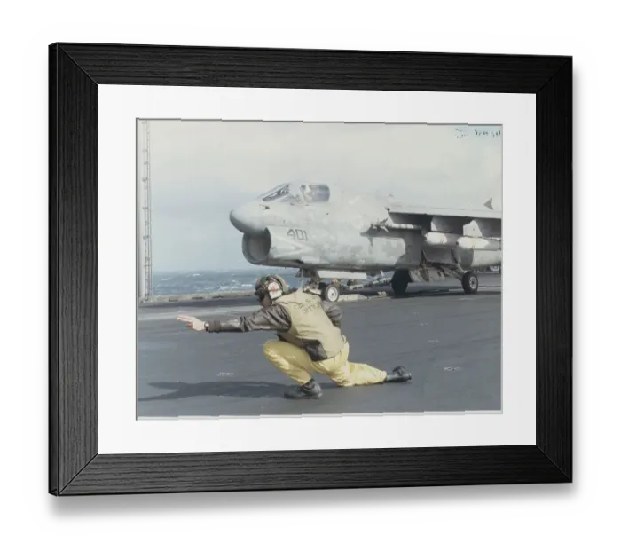 Framed Print : Officer Gesturing Launch Signal Framed Print : Officer Gesturing Launch Signal