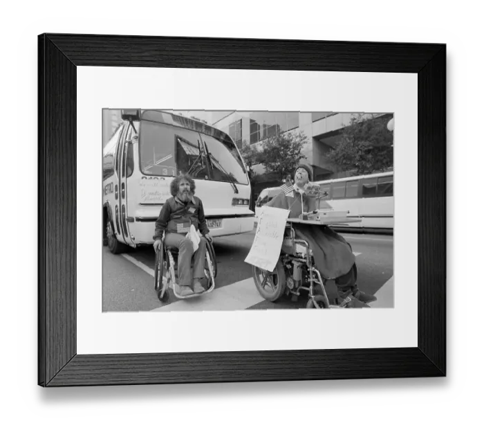 Framed Print : People in Wheelchairs Demonstrate Framed Print : People in Wheelchairs Demonstrate