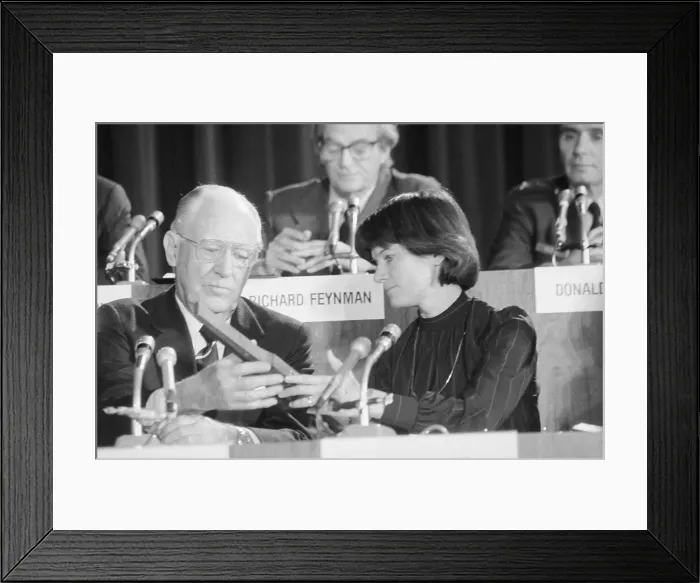 Framed Print : William Rogers and Sally Ride Examining Evidence Framed Print : William Rogers and Sally Ride Examining Evidence