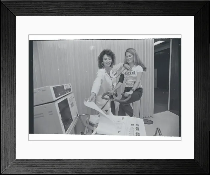 Framed Print : Woman Being Monitored on Exercise Bike Framed Print : Woman Being Monitored on Exercise Bike