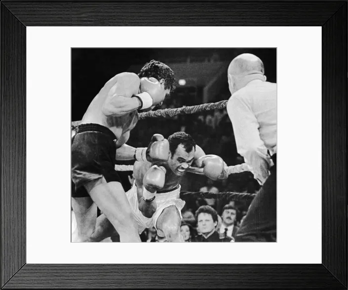 Framed Print : Alexis Arguello Punching Billy Costello Framed Print : Alexis Arguello Punching Billy Costello