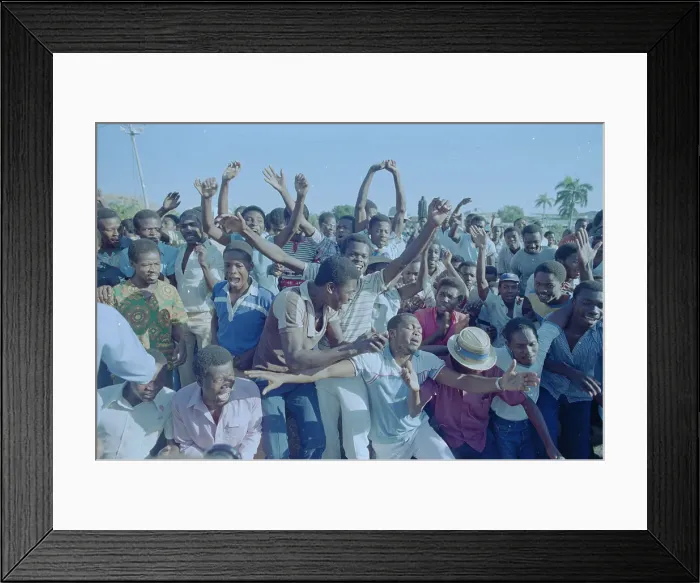 Framed Print : Crowd Celebrating Duvalier's Exile Framed Print : Crowd Celebrating Duvalier's Exile