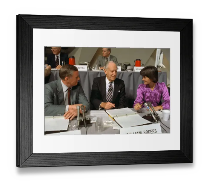Framed Print : Neil Armstrong with William Rogers and Sally Ride Framed Print : Neil Armstrong with William Rogers and Sally Ride