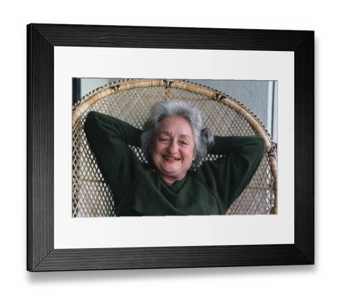 Framed Print : Activist Betty Friedan with Arms Behind Her Head Framed Print : Activist Betty Friedan with Arms Behind Her Head