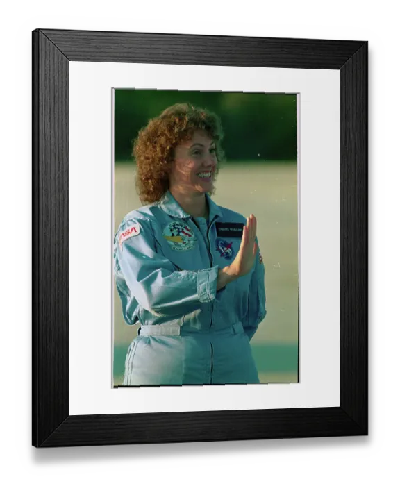 Framed Print : Christa McAuliffe Waving Framed Print : Christa McAuliffe Waving