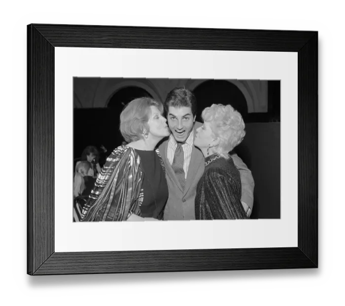 Framed Print : Arlene Dahl and Claire Trevor Kissing Tyrone Power Jr Framed Print : Arlene Dahl and Claire Trevor Kissing Tyrone Power Jr