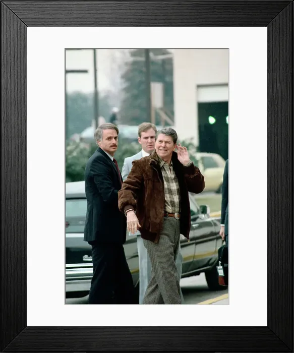 Framed Print : President Reagan Puts Hand to Ear Framed Print : President Reagan Puts Hand to Ear