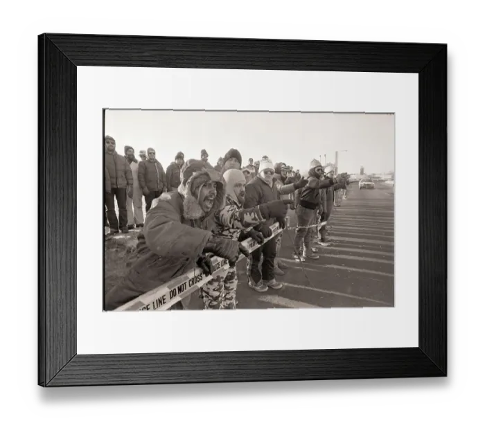 Framed Print : Striking Meatpackers Yell at Replacement Framed Print : Striking Meatpackers Yell at Replacement