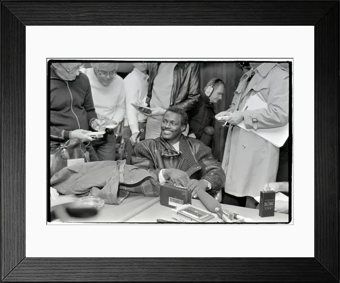 Framed Print : Walter Payton Addresses Questions at News Conference Framed Print : Walter Payton Addresses Questions at News Conference