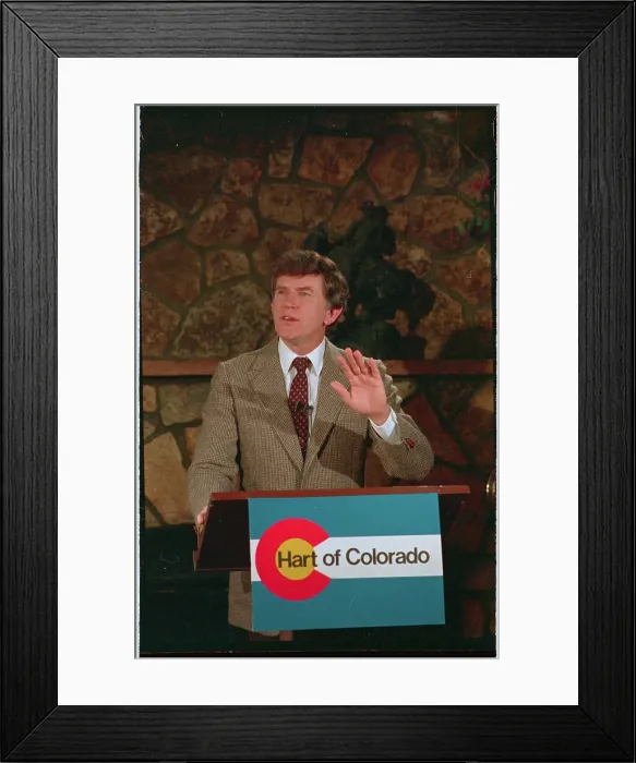 Framed Print : Senator Gary Hartman Gesturing at Podium Framed Print : Senator Gary Hartman Gesturing at Podium