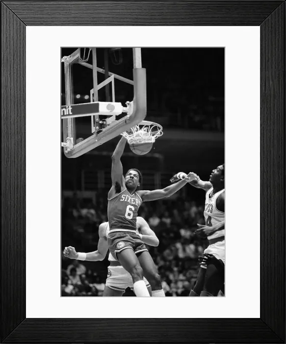 Framed Print : Julius Erving Slam Dunking Against Houston Rockets Framed Print : Julius Erving Slam Dunking Against Houston Rockets