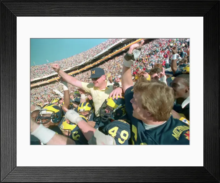Framed Print : Bo Schembechler Celebrating