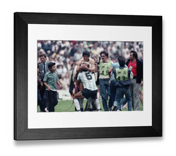 Framed Print : Jubilant Soccer Player Jose Luis Brown Embracing His Team Captain Framed Print : Jubilant Soccer Player Jose Luis Brown Embracing His Team Captain