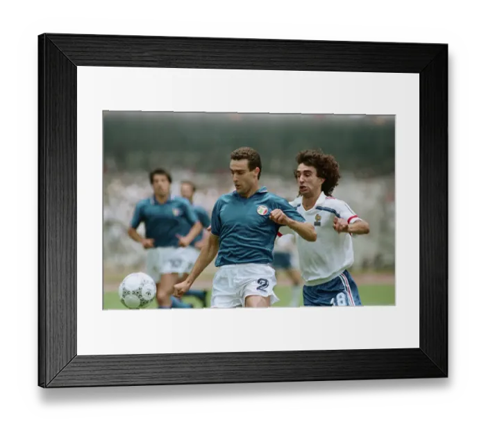 Framed Print : Soccer Action with Dominique Rocheteau and Gisueppe Bergomi Framed Print : Soccer Action with Dominique Rocheteau and Gisueppe Bergomi