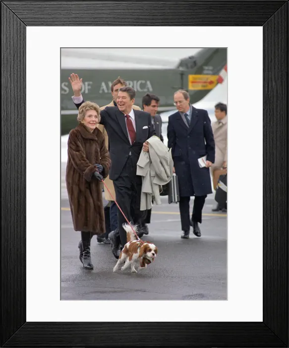 Framed Print : President and Mrs. Reagan with Family Pet Framed Print : President and Mrs. Reagan with Family Pet