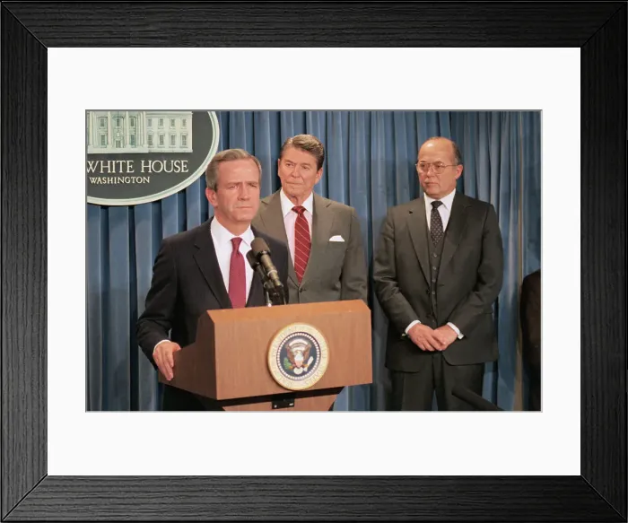 Framed Print : Robert McFarlane, Ronald Reagan, and John Poindexter Framed Print : Robert McFarlane, Ronald Reagan, and John Poindexter