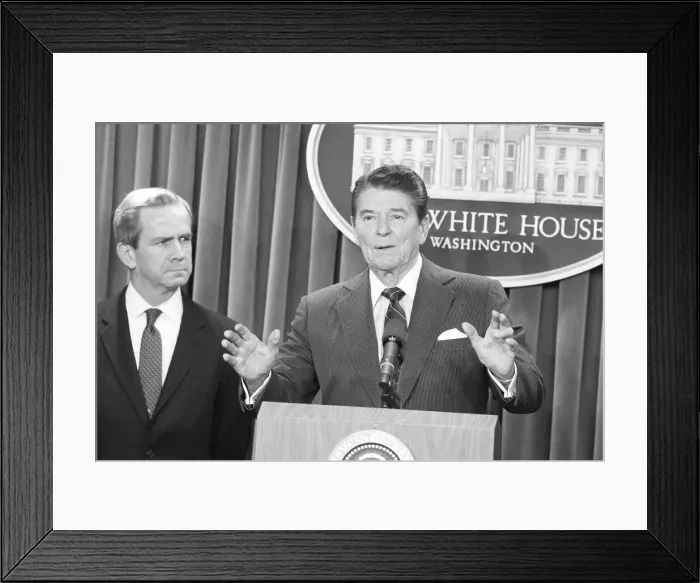 Framed Print : President Reagan At Press Conference
