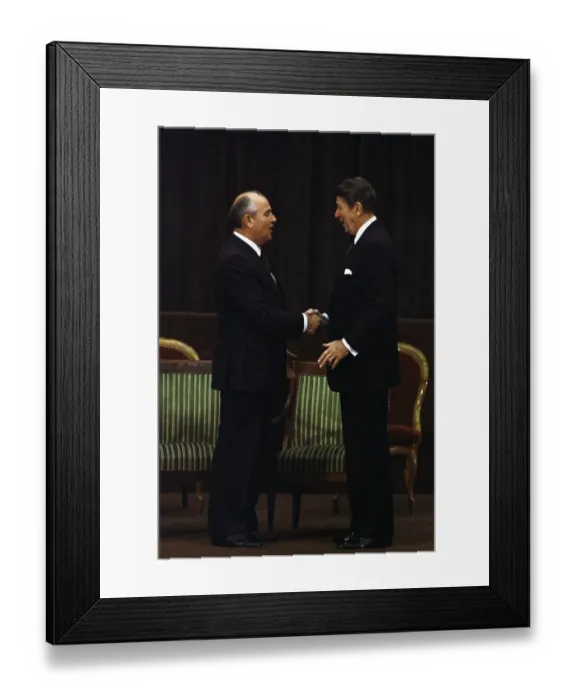 Framed Print : Ronald Reagan and Mikhail Gorbachev Shaking Hands Framed Print : Ronald Reagan and Mikhail Gorbachev Shaking Hands