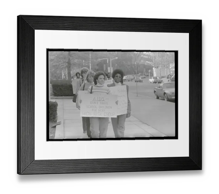 Framed Print : Parents Protesting with Signs Outside Framed Print : Parents Protesting with Signs Outside