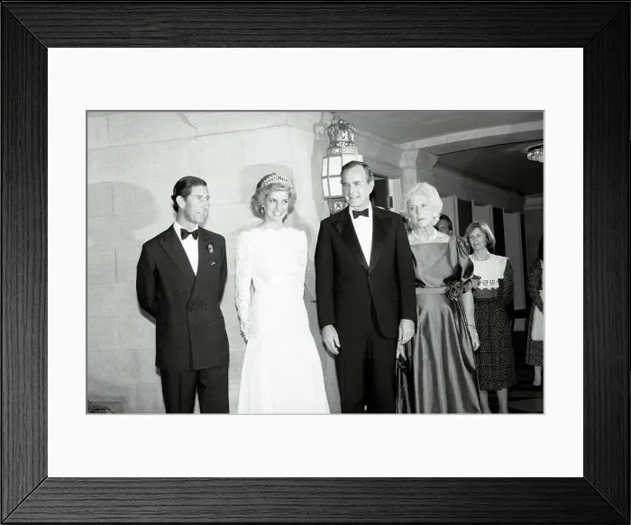 Framed Print : George and Barbara Bush Posing with Prince and Princess of Wales Framed Print : George and Barbara Bush Posing with Prince and Princess of Wales