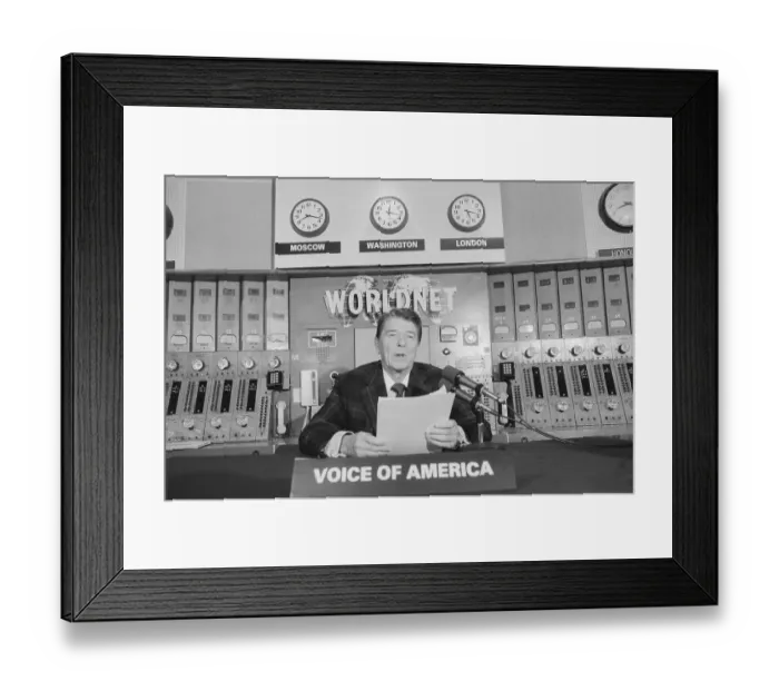 Framed Print : Ronald Reagan Making a Radio Broadcast Framed Print : Ronald Reagan Making a Radio Broadcast