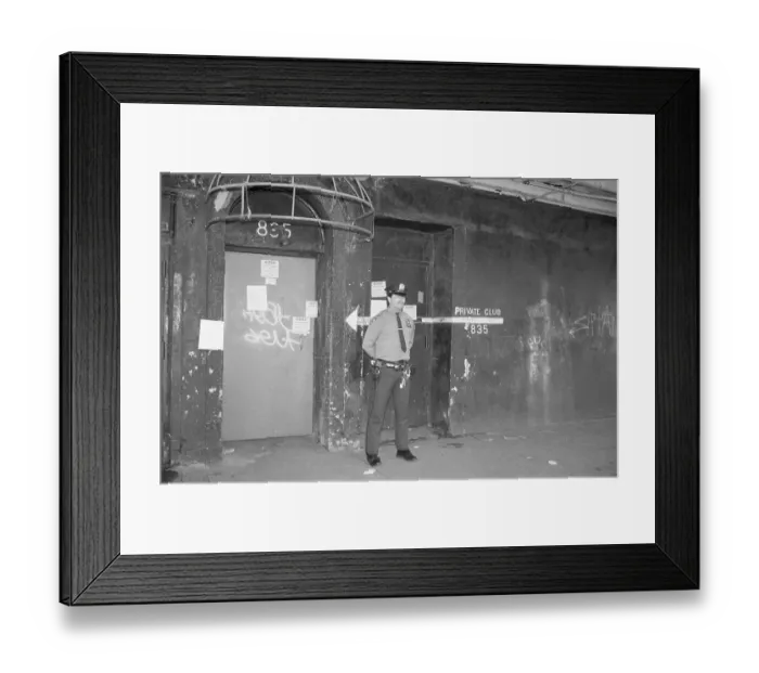 Framed Print : Ed Koch. Policemen stands guard at the Mineshaft Framed Print : Ed Koch. Policemen stands guard at the Mineshaft