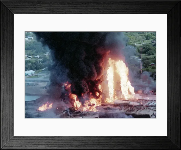 Framed Print : Huge Fire and Smoke at Chemical Plant Framed Print : Huge Fire and Smoke at Chemical Plant