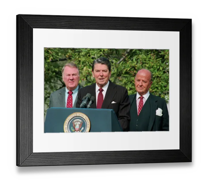 Framed Print : Ronald Reagan with J. Peter Grace and Edwin Meese Framed Print : Ronald Reagan with J. Peter Grace and Edwin Meese
