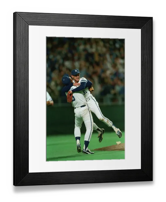 Framed Print : Brett Hugging Saberhagen Framed Print : Brett Hugging Saberhagen