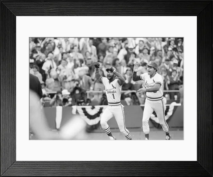 Framed Print : Ozzie Smith Runs Bases with Hands Over Head Framed Print : Ozzie Smith Runs Bases with Hands Over Head