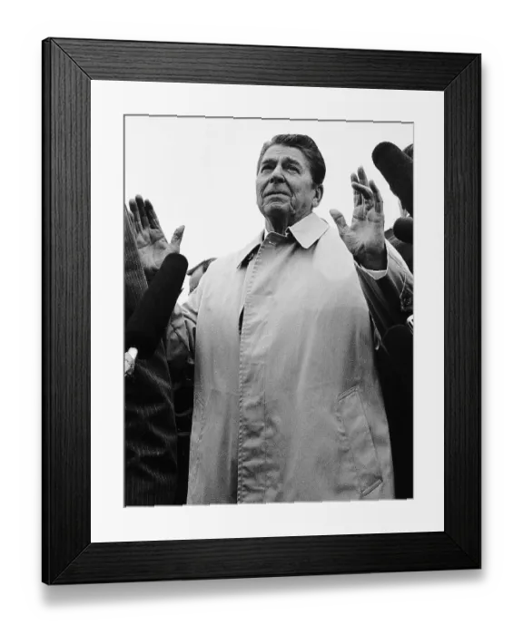 Framed Print : Ronald Reagan Talks to Press
