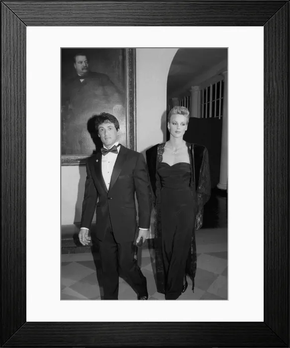 Framed Print : Sylvester Stallone and Brigitte Nielsen at White House Framed Print : Sylvester Stallone and Brigitte Nielsen at White House