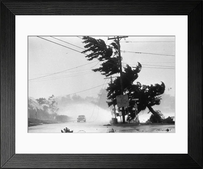 Framed Print : Water Falls / Car Stopped / Down Power Lines Framed Print : Water Falls / Car Stopped / Down Power Lines