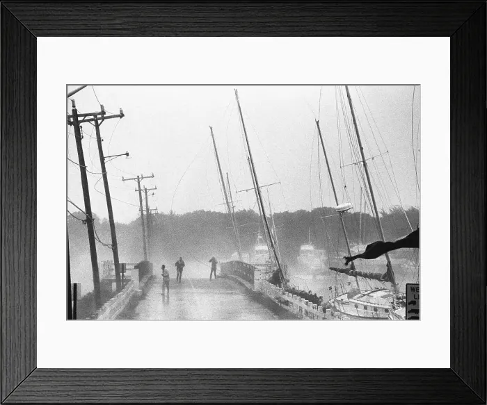 Framed Print : Hurricane; People Try To Escape Bridge