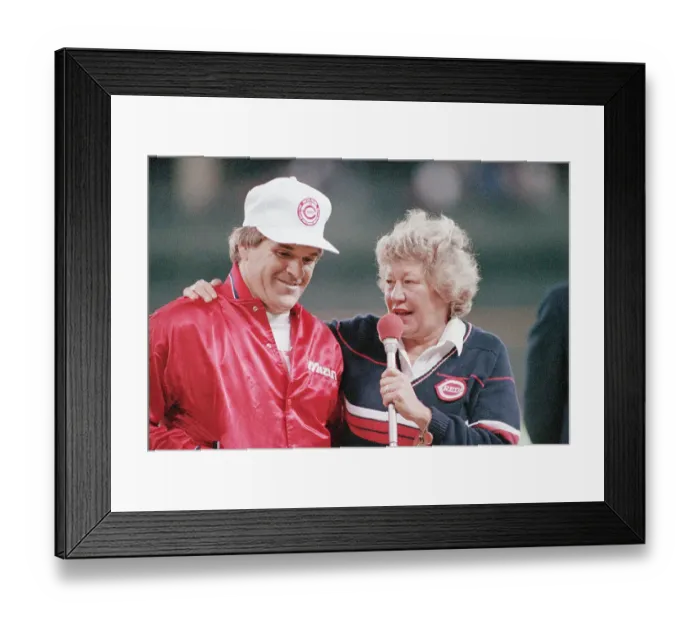 Framed Print : Pete Rose Standing with Marge Schott Framed Print : Pete Rose Standing with Marge Schott