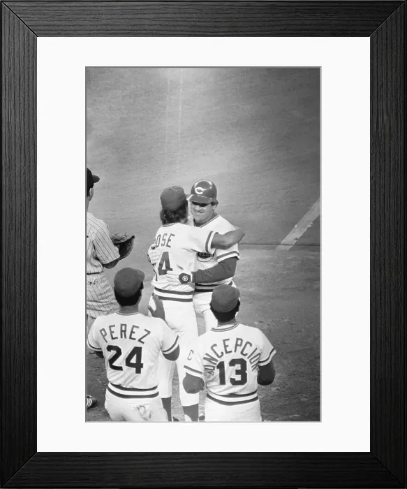 Framed Print : Pete Rose Being Congratulated By Reds Framed Print : Pete Rose Being Congratulated By Reds