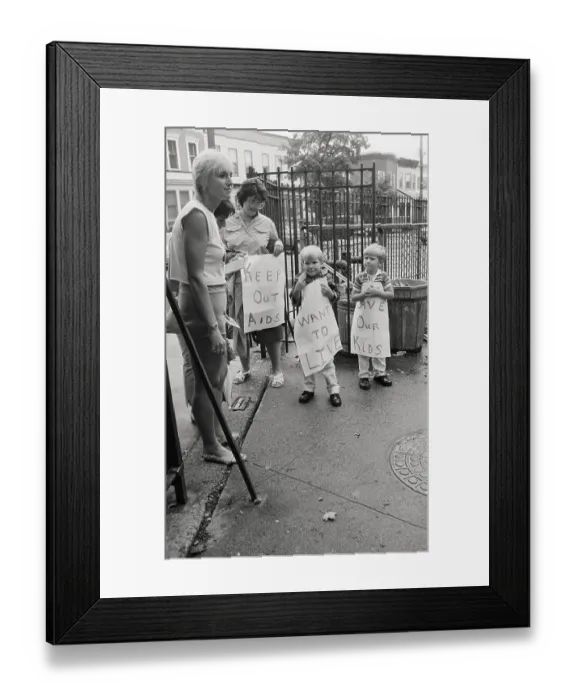 Framed Print : Parents Protesting with Children Framed Print : Parents Protesting with Children