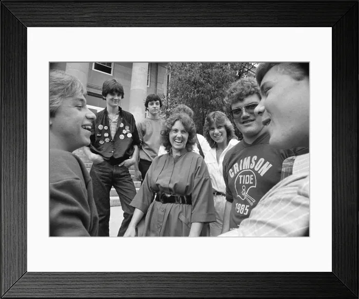 Framed Print : Christa Mcauliffe Talking to Students Framed Print : Christa Mcauliffe Talking to Students