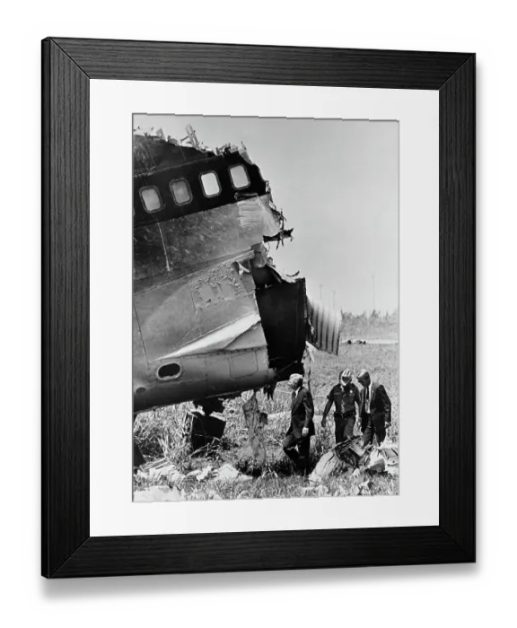 Framed Print : Investigators Examining Wreckage from a Plane Framed Print : Investigators Examining Wreckage from a Plane
