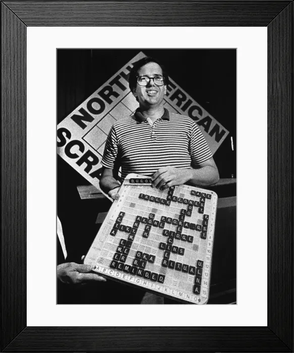 Framed Print : Ronald Tiekert Holds Winning Scrabble Board Framed Print : Ronald Tiekert Holds Winning Scrabble Board
