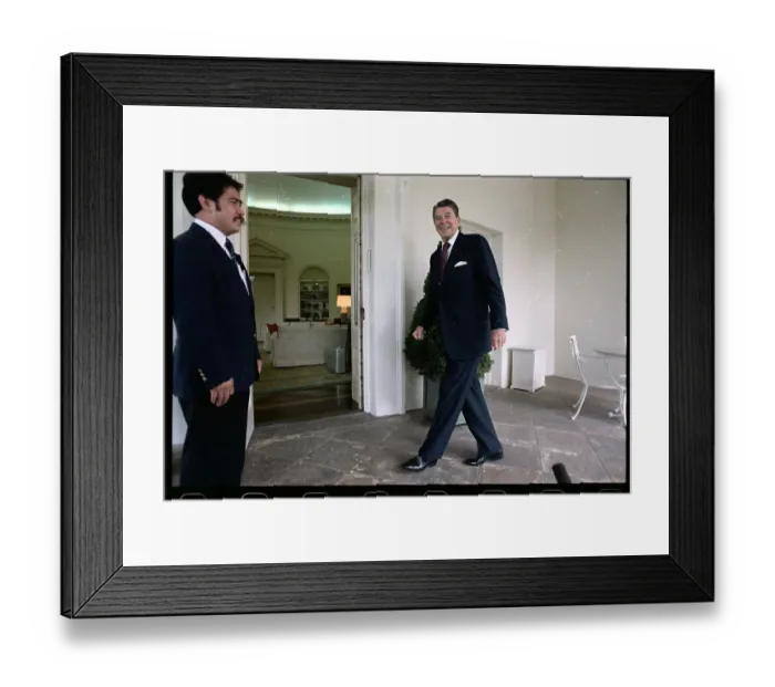 Framed Print : Ronald Reagan Walking to Oval Office Framed Print : Ronald Reagan Walking to Oval Office