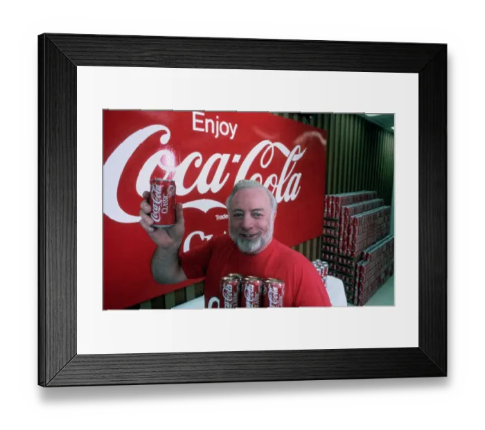 Framed Print : Gay Mullins Holding Can of Classic Coke Framed Print : Gay Mullins Holding Can of Classic Coke