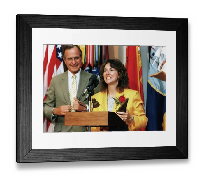 Framed Print : Christa McAuliffe Speaking After Announcement