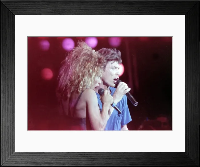 Framed Print : Mick Jagger and Tina Turner Singing Together Framed Print : Mick Jagger and Tina Turner Singing Together
