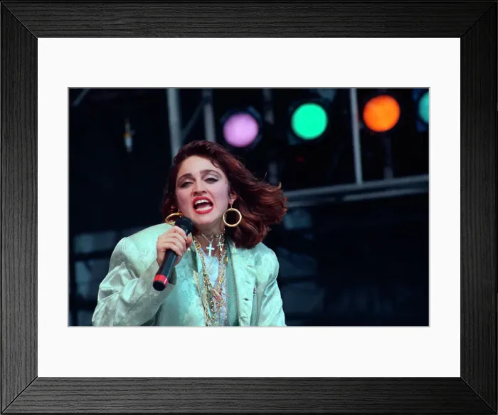 Framed Print : Madonna Performing at LiveAid Concert Framed Print : Madonna Performing at LiveAid Concert