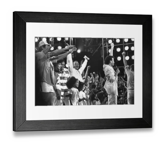 Framed Print : Singers Rejoice on Live Aid Stage Framed Print : Singers Rejoice on Live Aid Stage