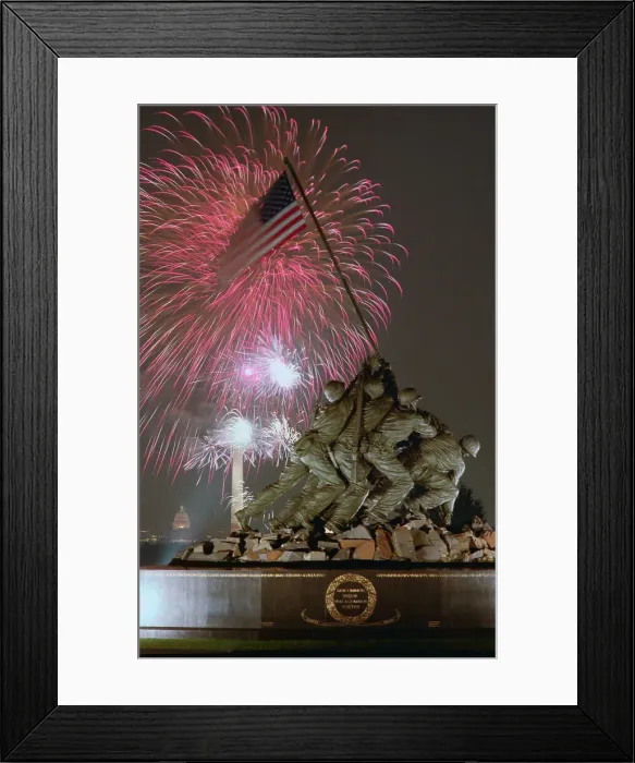 Framed Print : Fireworks Exploding Over Memorial Framed Print : Fireworks Exploding Over Memorial