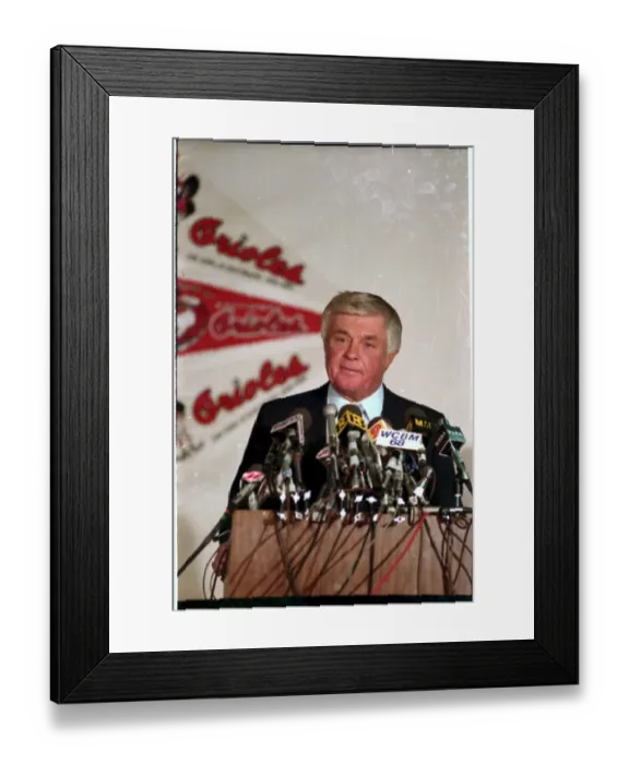 Framed Print : Earl Weaver Holding Press Conference Framed Print : Earl Weaver Holding Press Conference