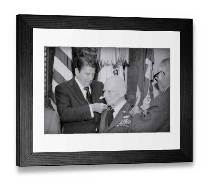 Framed Print : Ronald Reagan Awarding Medal to General Framed Print : Ronald Reagan Awarding Medal to General